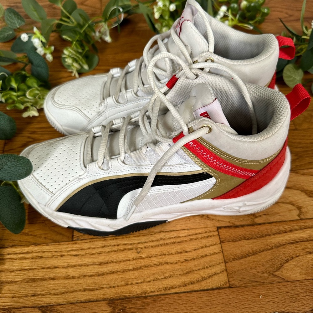 PUMA Rebound Future Evo Sneakers High Risk Red Team Gold, 6.5 US